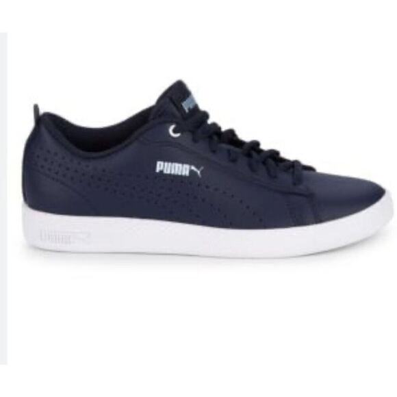 PUMA Smash Leather Performance Sneaker Navy Women Size 10 - Picture 1 of 5